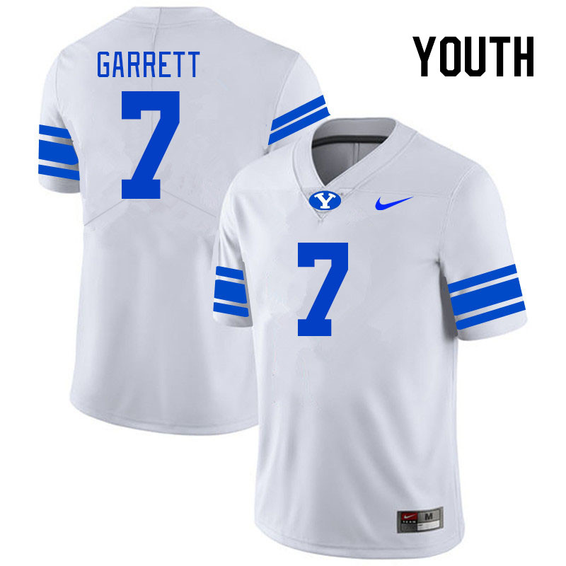 Youth #7 Kamden Garrett BYU Cougars College Football Jerseys Stitched Sale-White